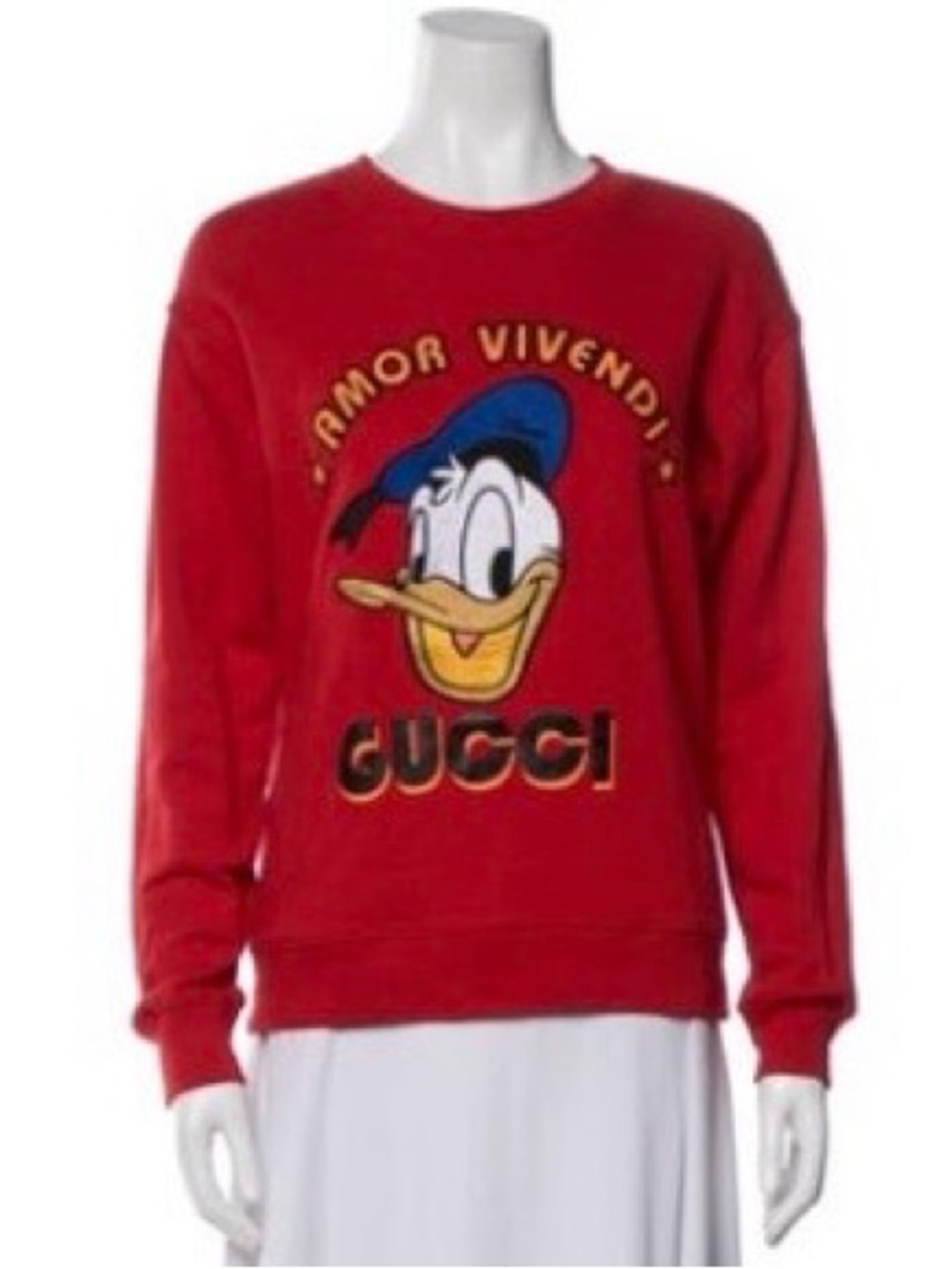 Red Donald Duck Logo Crewneck Sweater